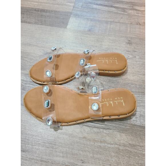 Nicole Miller New York size 7.5 womens rhinestone studded sandals - Picture 4 of 7